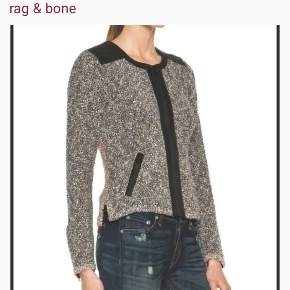 Rag and Bone knit jacket with leather trim